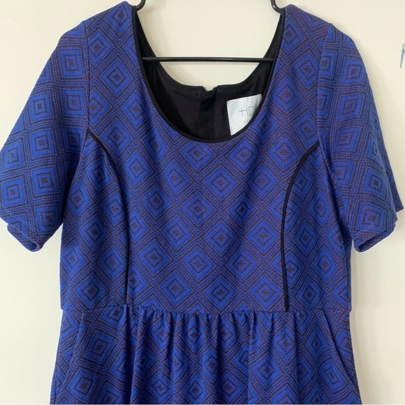 HD in Paris Blushed Blooms Blue/Pink Floral Fit & Flare Jacquard Dress Size L - Picture 3 of 15